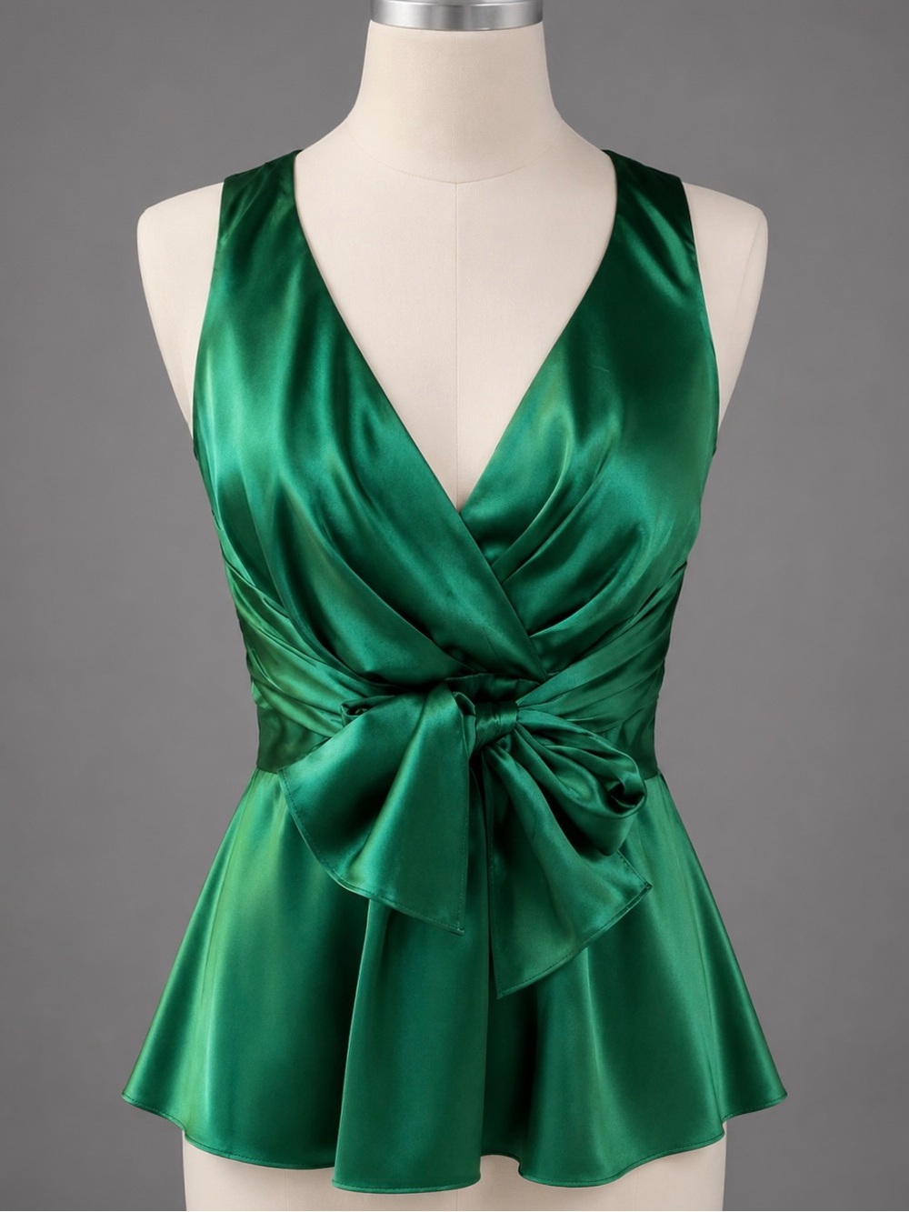 Cynthia Steffe Green Silk Ruched Peplum Dressy Top Size 0